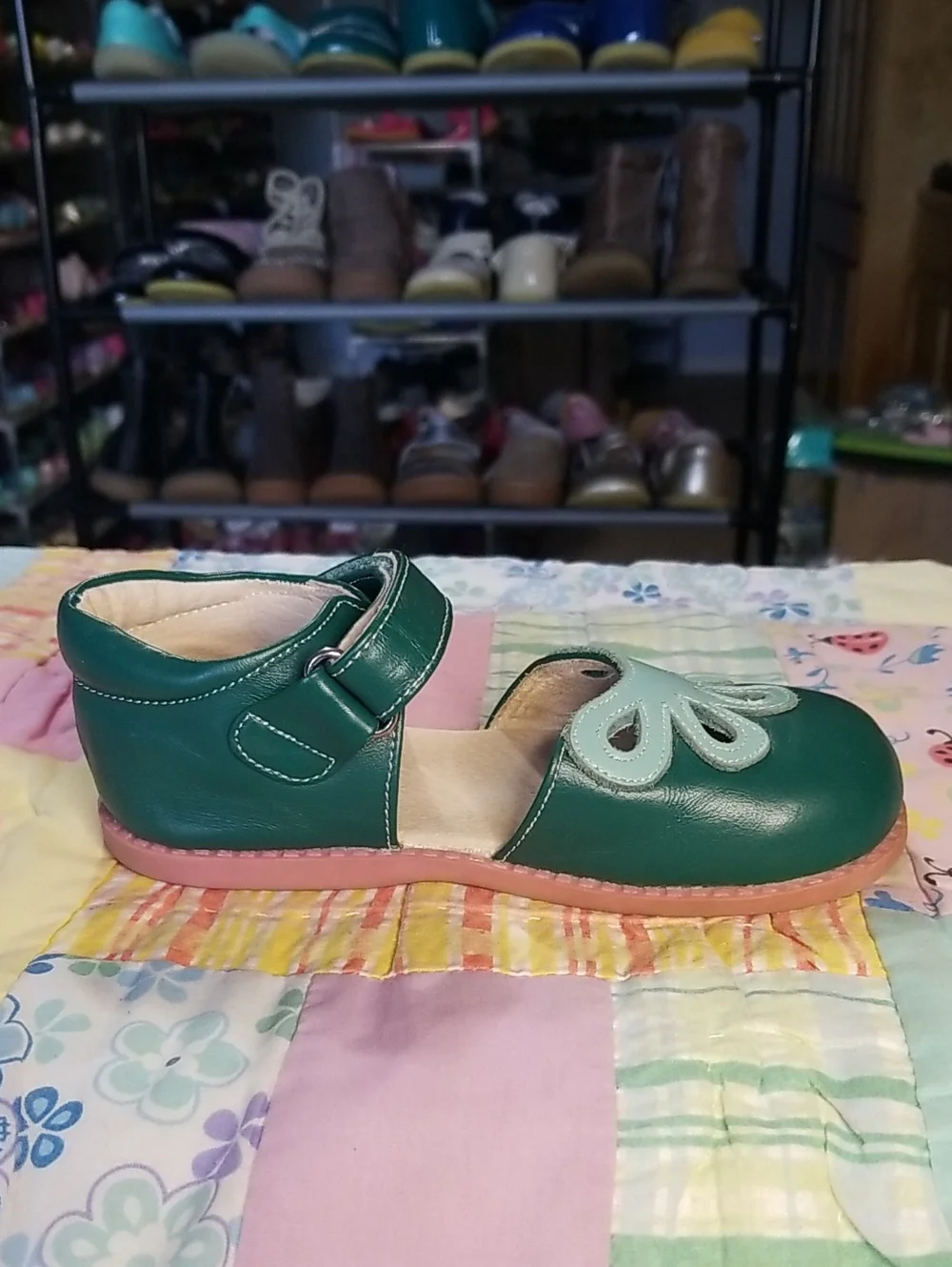 Matilda Jane Livie Luca Teal and Light Teal Leather Mary Jane Size 12 Petals